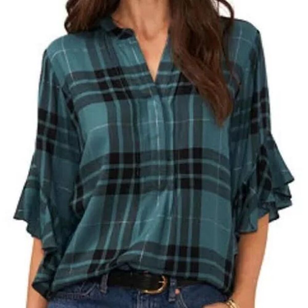 NWT Vince Camuto Women Green 3/4 Sleeve Blouse XS